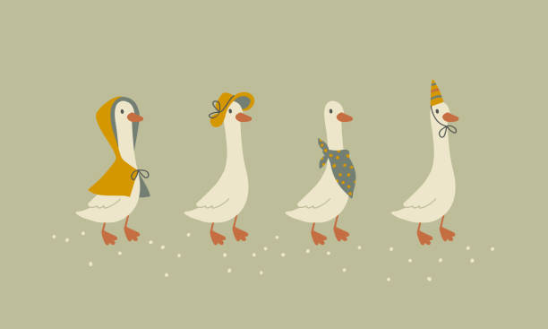 Silly geese in a line.